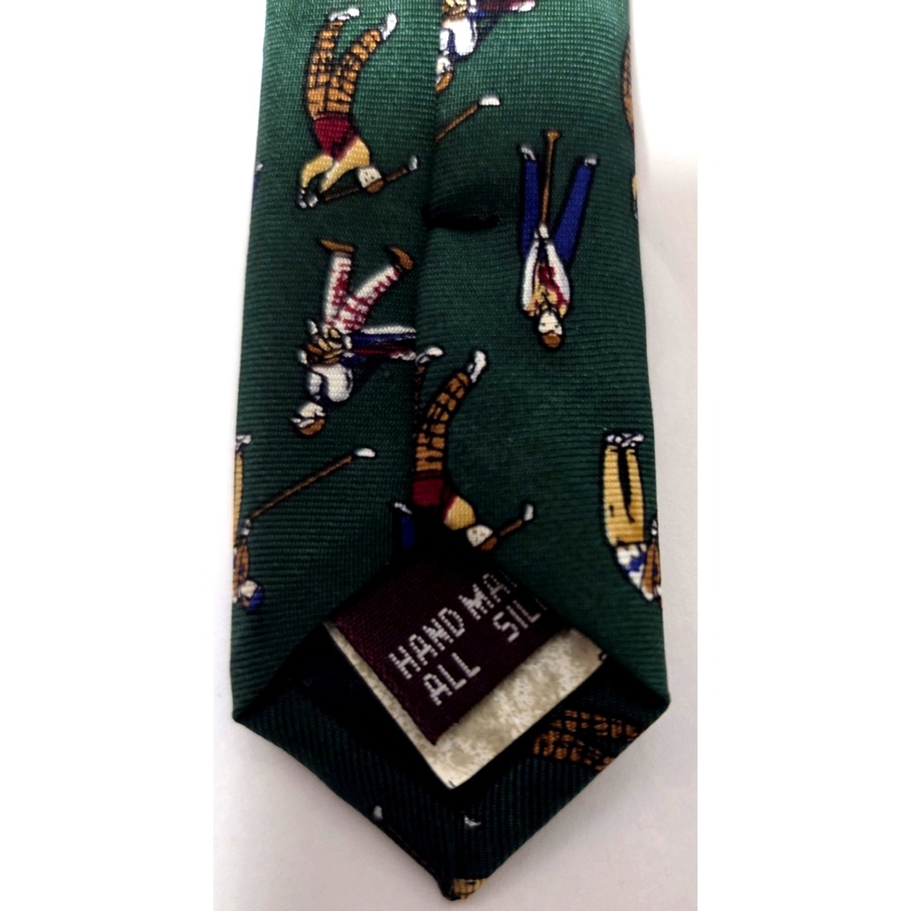 Umberto Bossi Necktie Vintage Golfers Evergreen/Gold/Burg Roma Milano Silk Tie - Picture 9 of 10